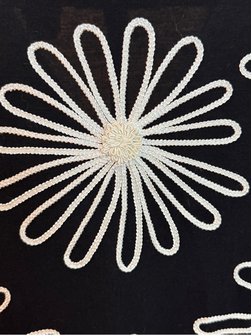 Lauren Michelle Black Cardigan with White Daisy Embroidery - Picture 3 of 9